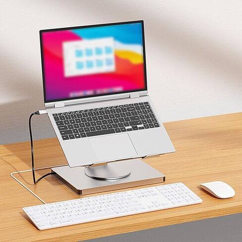 حامل كمبيوتر محمول قابل للتعديل ، حامل كمبيوتر محمول ومحطة الإرساء مع تصميم دوارة منفذ منافذ من النوع C 4K Gigabit للبث أو الألعاب أو أي مهام كثيفة النطاق الترددي in Kuwait