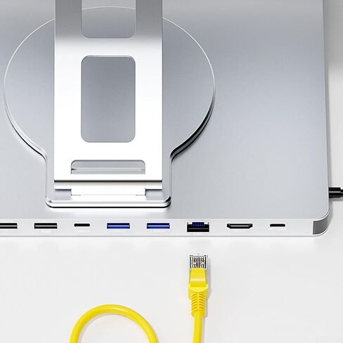 حامل كمبيوتر محمول قابل للتعديل ، حامل كمبيوتر محمول ومحطة الإرساء مع تصميم دوارة منفذ منافذ من النوع C 4K Gigabit للبث أو الألعاب أو أي مهام كثيفة النطاق الترددي in Kuwait