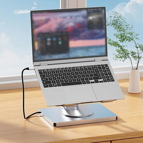 حامل كمبيوتر محمول قابل للتعديل ، حامل كمبيوتر محمول ومحطة الإرساء مع تصميم دوارة منفذ منافذ من النوع C 4K Gigabit للبث أو الألعاب أو أي مهام كثيفة النطاق الترددي in Kuwait