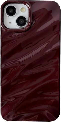 CaseAtive for iPhone 14 Case ، Water Ripple Pattern Curly Wave Shape Soft Phone (Wine Red) in Kuwait