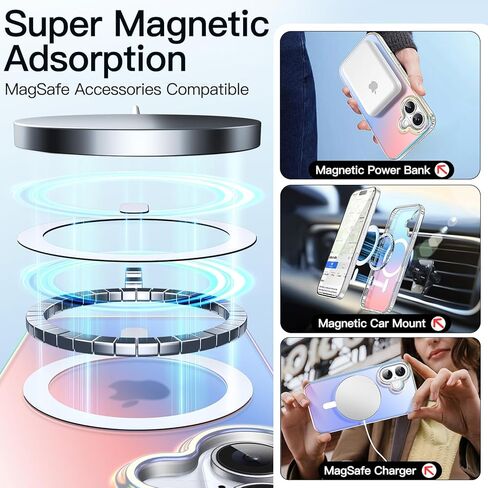 Jetech Iridescent Case لـ iPhone 16 Pro Max 6.9 بوصة مع زر التحكم في الكاميرا ، متوافق مع Magsafe ، وتصميم فريد وجمالي لطيف ، وغطاء شفاف ملون (قزحية) in Kuwait