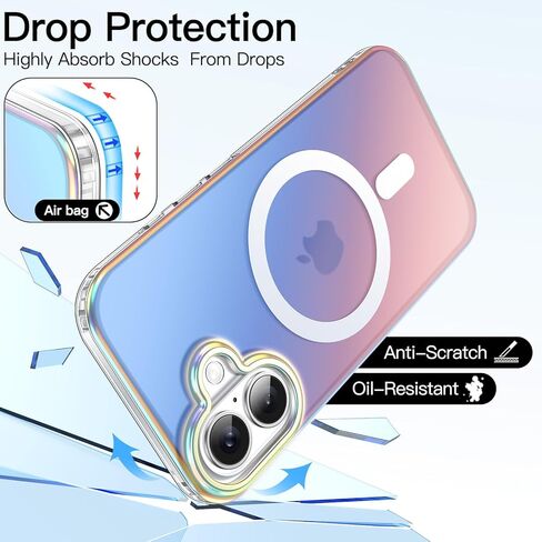 Jetech Iridescent Case لـ iPhone 16 Pro Max 6.9 بوصة مع زر التحكم في الكاميرا ، متوافق مع Magsafe ، وتصميم فريد وجمالي لطيف ، وغطاء شفاف ملون (قزحية) in Kuwait