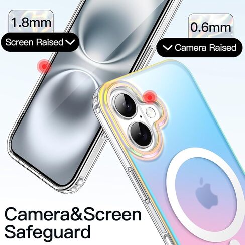 Jetech Iridescent Case لـ iPhone 16 Pro Max 6.9 بوصة مع زر التحكم في الكاميرا ، متوافق مع Magsafe ، وتصميم فريد وجمالي لطيف ، وغطاء شفاف ملون (قزحية) in Kuwait