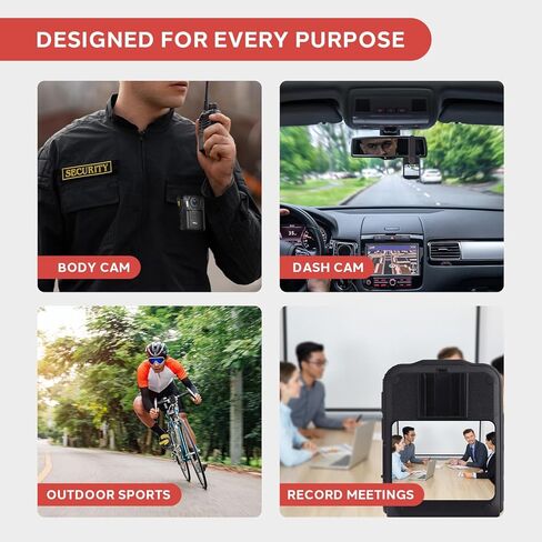 Pyle Police Security Video Body Camera | HD 2304 x 1296p Rechargeable Wireless Waterproof Wearable Law Enforcement Surveillance Camera | Includes Audio & Video Recording, Night Vision, Motion Detector in Saudi Arabia