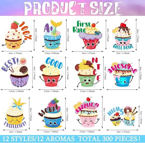 Jetec 300 Pcs Scratch and Sniff Sticker for Kids Smelly Scented Motivational Reward Stickers Teacher Incentive Positive Decal for Student Classroom Chart School Supplies(Fruity) in Saudi Arabia