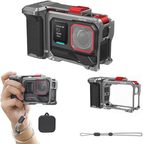 Camera Grip Holder Set,Camera cage Set for Insta360 Ace Pro2/Ace Pro with Shutter Button,Lens Cap, Strap in Saudi Arabia
