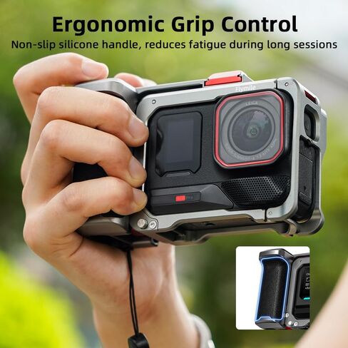 Camera Grip Holder Set,Camera cage Set for Insta360 Ace Pro2/Ace Pro with Shutter Button,Lens Cap, Strap in Saudi Arabia