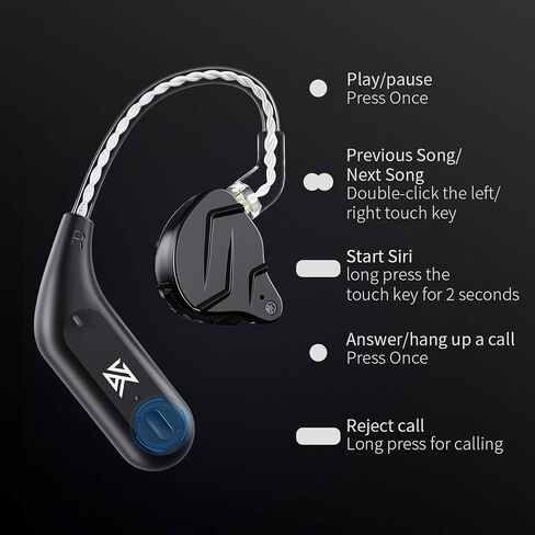AZ09 PRO Bluetooth Ear Hook Wireless Accessories Bluetooth Adapter Headphones Suitable for KZ Zas Zax ZS10 Pro and Other 0.78 0.78mm 2Pin C-pin Headphones in Saudi Arabia