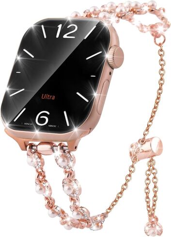 Bling Band Compatible with Apple Watch 38mm 40mm 41mm 49mm 45mm 44mm 42mm Rhinestone Metal Jewelry Watch Strap for Ultra/Series SE10 9 8 7 6 5 4 3 2 1 Dressy Bracelet for Women in Saudi Arabia