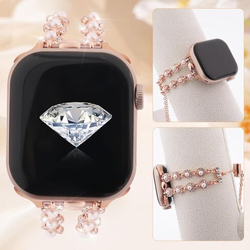 Bling Band Compatible with Apple Watch 38mm 40mm 41mm 49mm 45mm 44mm 42mm Rhinestone Metal Jewelry Watch Strap for Ultra/Series SE10 9 8 7 6 5 4 3 2 1 Dressy Bracelet for Women in Saudi Arabia