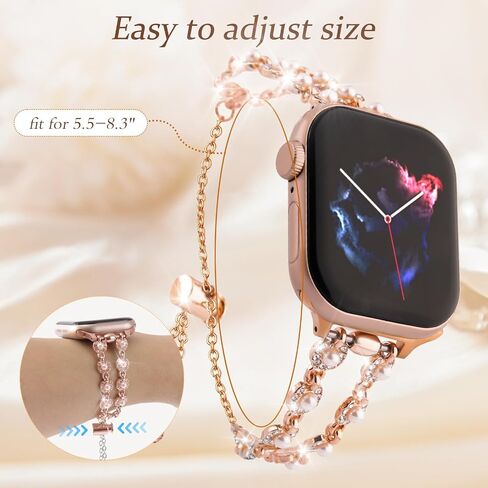 Bling Band Compatible with Apple Watch 38mm 40mm 41mm 49mm 45mm 44mm 42mm Rhinestone Metal Jewelry Watch Strap for Ultra/Series SE10 9 8 7 6 5 4 3 2 1 Dressy Bracelet for Women in Saudi Arabia