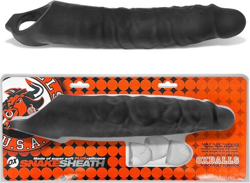 Oxballs - Snake Deep Reach - Cocksheath - Soft Plus+Silicone Sleeve with Veiny Texture and 3 Custom Fit Inserts - Realistic Extension Toy for Men’s Pleasure Tools and Couples - Black Ice in Saudi Arabia