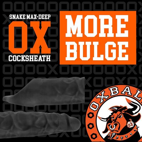 Oxballs - Snake Deep Reach - Cocksheath - Soft Plus+Silicone Sleeve with Veiny Texture and 3 Custom Fit Inserts - Realistic Extension Toy for Men’s Pleasure Tools and Couples - Black Ice in Saudi Arabia