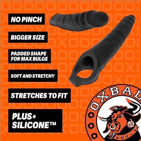 Oxballs - Snake Deep Reach - Cocksheath - Soft Plus+Silicone Sleeve with Veiny Texture and 3 Custom Fit Inserts - Realistic Extension Toy for Men’s Pleasure Tools and Couples - Black Ice in Saudi Arabia