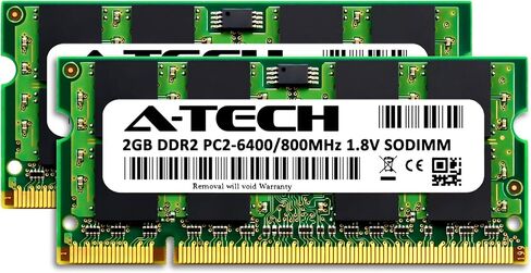 A-Tech 4GB (2 × 2 جيجا بايت) ذاكرة الوصول العشوائي ل Toshiba Satellite L355D-S7901 | DDR2 800MHz SODIMM PC2-6400 200-PIN طقم ترقية الذاكرة in Kuwait
