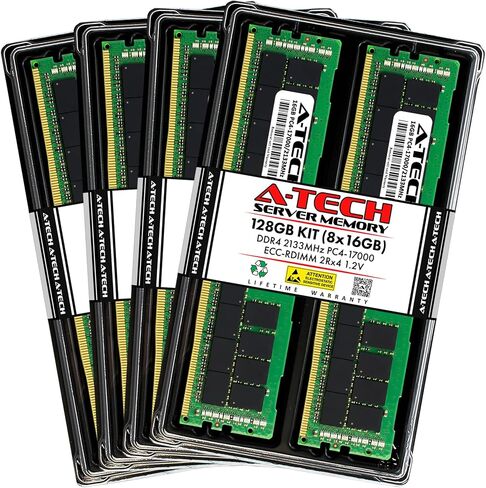 A -Tech 128GB KIT (8x16GB) ذاكرة ذاكرة ذاكرة Dell R630 - DDR4 2133MHz PC4-17000 ECC مسجل RDIMM 2RX4 1.2V - خادم in Kuwait
