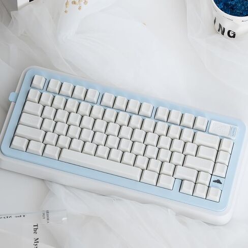 Sumgsn 164 Keys White Jade Keycaps with Blue Clear Keycaps ، UV Transfer Cherry Profile keycap ملاءمة لـ 61/64/75/87/104/108 لوحة مفاتيح Cherry MX in Saudi Arabia