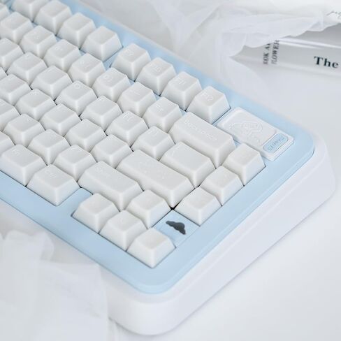 Sumgsn 164 Keys White Jade Keycaps with Blue Clear Keycaps ، UV Transfer Cherry Profile keycap ملاءمة لـ 61/64/75/87/104/108 لوحة مفاتيح Cherry MX in Saudi Arabia