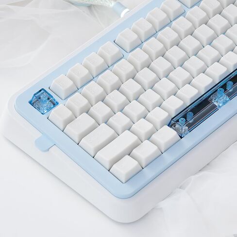 Sumgsn 164 Keys White Jade Keycaps with Blue Clear Keycaps ، UV Transfer Cherry Profile keycap ملاءمة لـ 61/64/75/87/104/108 لوحة مفاتيح Cherry MX in Saudi Arabia