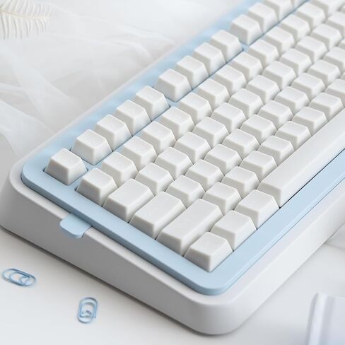Sumgsn 164 Keys White Jade Keycaps with Blue Clear Keycaps ، UV Transfer Cherry Profile keycap ملاءمة لـ 61/64/75/87/104/108 لوحة مفاتيح Cherry MX in Saudi Arabia
