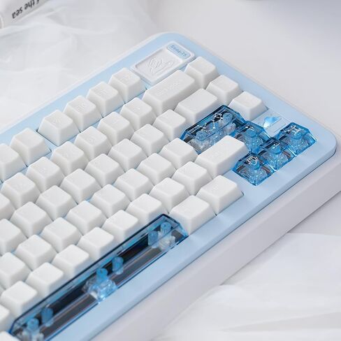 Sumgsn 164 Keys White Jade Keycaps with Blue Clear Keycaps ، UV Transfer Cherry Profile keycap ملاءمة لـ 61/64/75/87/104/108 لوحة مفاتيح Cherry MX in Saudi Arabia