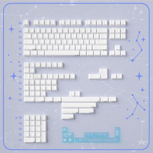 Sumgsn 164 Keys White Jade Keycaps with Blue Clear Keycaps ، UV Transfer Cherry Profile keycap ملاءمة لـ 61/64/75/87/104/108 لوحة مفاتيح Cherry MX in Saudi Arabia