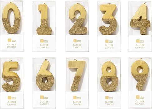 Talking Tables Gold Glitter Number 1 Birthday Candle, Premium Quality Cake Topper Decoration, Pretty, Sparkly for 1st Birthday Party, 18th, 21st, Anniversary, Milestone Age, Gold 1, Height 8cm, 3" in Saudi Arabia