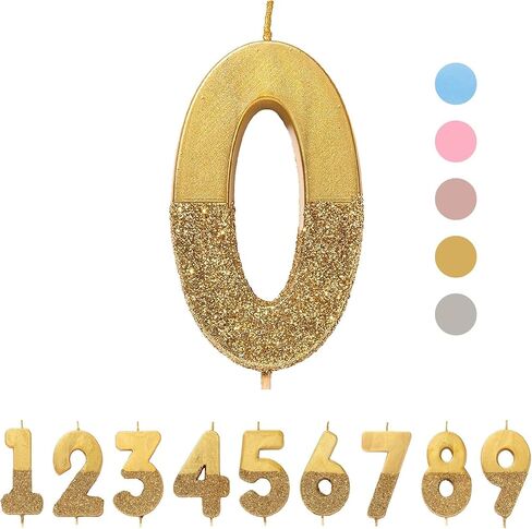 Talking Tables Gold Glitter Number 1 Birthday Candle, Premium Quality Cake Topper Decoration, Pretty, Sparkly for 1st Birthday Party, 18th, 21st, Anniversary, Milestone Age, Gold 1, Height 8cm, 3" in Saudi Arabia