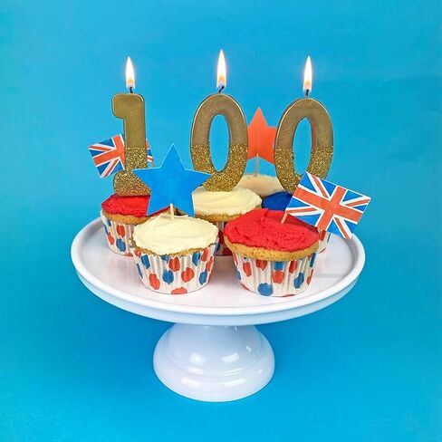 Talking Tables Gold Glitter Number 1 Birthday Candle, Premium Quality Cake Topper Decoration, Pretty, Sparkly for 1st Birthday Party, 18th, 21st, Anniversary, Milestone Age, Gold 1, Height 8cm, 3" in Saudi Arabia
