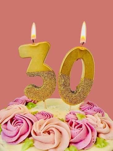 Talking Tables Gold Glitter Number 1 Birthday Candle, Premium Quality Cake Topper Decoration, Pretty, Sparkly for 1st Birthday Party, 18th, 21st, Anniversary, Milestone Age, Gold 1, Height 8cm, 3" in Saudi Arabia
