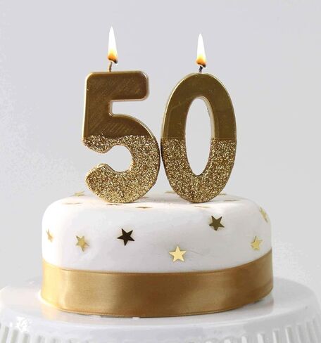 Talking Tables Gold Glitter Number 1 Birthday Candle, Premium Quality Cake Topper Decoration, Pretty, Sparkly for 1st Birthday Party, 18th, 21st, Anniversary, Milestone Age, Gold 1, Height 8cm, 3" in Saudi Arabia