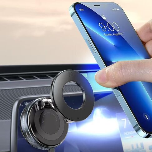 DERUN TRADING Premium Rotating Black Vacuum Magnetic Car Cell Phone Holder, 360° Rotating, Suitable for Men and Women in car/Gym/Mobile Phone Navigation Magnetic Holder/iPhone/Android.. in Saudi Arabia