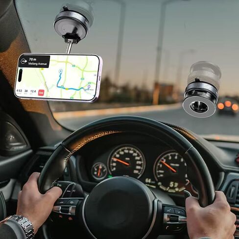 DERUN TRADING Premium Rotating Black Vacuum Magnetic Car Cell Phone Holder, 360° Rotating, Suitable for Men and Women in car/Gym/Mobile Phone Navigation Magnetic Holder/iPhone/Android.. in Saudi Arabia