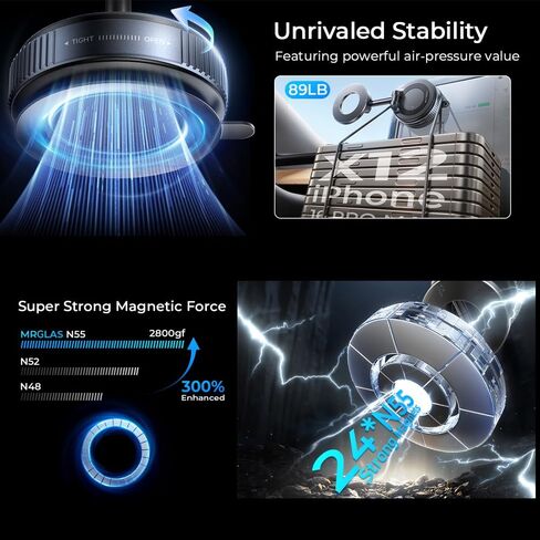 DERUN TRADING Premium Rotating Black Vacuum Magnetic Car Cell Phone Holder, 360° Rotating, Suitable for Men and Women in car/Gym/Mobile Phone Navigation Magnetic Holder/iPhone/Android.. in Saudi Arabia