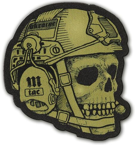 M -TAC Morale Patches 3D PVC - تصحيحات جمجمة المشغل التكتيكي للسترة ، حقائب الظهر ، القبعات - التصحيح العسكري التكتيكي مع دعم ربط الخطاف (الزيتون الداكن) in Kuwait