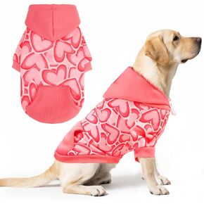 PUPTECK Fall Winter Dog Hoodie Pet Sweatshirt Soft Warm Clothes Fleece Lined with Hat for Small Medium Large Dogs, Paw Pattern, Black L in Saudi Arabia
