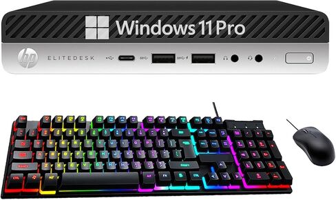 HP Elitedesk 800 G3 Mini PC Desktop مع شاشة الكمبيوتر FHD 24 "FHD ، Win 11 Pro ، RGB Speaker ، Core I7-6700 3.4 جيجا هرتز ، ذاكرة الوصول العشوائي 16 جيجا بايت ، 512 جيجابايت SSD ، لوحة المفاتيح ، الماوس ، كابل DP (متجدد) in Saudi Arabia