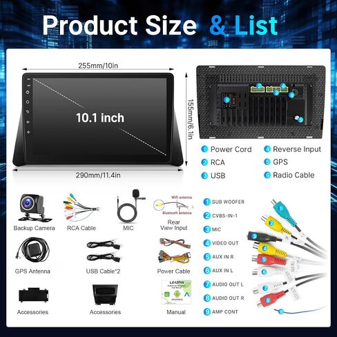 Radio for Honda Accord 8th 2008 2008 2010 2012 2013 مع Carplay & Android Auto ، شاشة 10.1 بوصة مع كاميرا النسخ الاحتياطي بلوتوث GPS التنقل (تناسب هوندا أكورد 2008-2013) in Kuwait