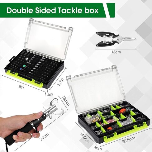 FONMANG 220Pcs Ice Fishing jig kit Ice Fishing Lures Starter Kit and How to Ice Fish，Includes Glow In The Dark Fishing Lures Kit and Ice Fishing Gear, Suitable For Using Live Worms and Artificial Bait in Kuwait