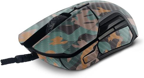 MightySkins Carbon Fiber Skin Compatible With SteelSeries Rival 5 Gaming Mouse - Muted Camouflage | Protective, Durable Textured Carbon Fiber Finish | Easy To Apply and Change Styles | Made in the USA in Saudi Arabia