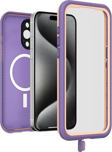 Otterbox iPhone 15 Lifeproof Fre Waterproof Rustproof Prackproof Case المتوافقة مع Magsafe Black in Saudi Arabia
