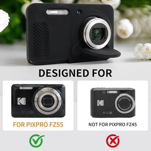 علبة Muziri Kinokoo لـ Kodak Pixpro FZ55 ، غطاء واقي من السيليكون الناعم للكاميرا الرقمية Pixpro FZ55 - مع غطاء عدسة قابلة للإزالة - Slim Fit & Anti -Scratch - Off White in Saudi Arabia