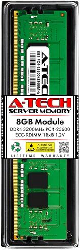 A-Tech 8GB RAM لـ Dell Precision Workstation 5820 Tower-DDR4 3200MHz PC4-25600 ECC مسجل RDIMM 1RX8 وحدة ترقية خادم 288-PIN رتبة واحدة in Saudi Arabia