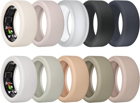 10Pack Ring Cover for ULTRAHUMAN Ring AIR, Elastic Silicone Ring Protector Working Out Accessories Men Women (All 10 Colors-5, S (6/7/8/9/10)) in Kuwait