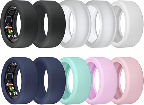 10Pack Ring Cover for ULTRAHUMAN Ring AIR, Elastic Silicone Ring Protector Working Out Accessories Men Women (All 10 Colors-5, S (6/7/8/9/10)) in Kuwait
