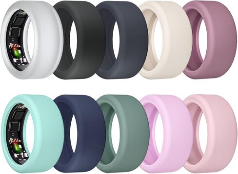10Pack Ring Cover for ULTRAHUMAN Ring AIR, Elastic Silicone Ring Protector Working Out Accessories Men Women (All 10 Colors-5, S (6/7/8/9/10)) in Kuwait
