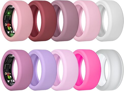 10Pack Ring Cover for ULTRAHUMAN Ring AIR, Elastic Silicone Ring Protector Working Out Accessories Men Women (All 10 Colors-5, S (6/7/8/9/10)) in Kuwait