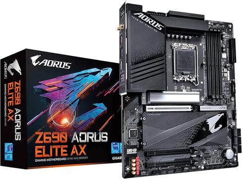 Gigabyte Z690 Aorus Elite AX (LGA 1700/ Intel Z690/ ATX/ DDR5/ Quad M.2/ PCIE 5.0/ USB 3.2 Gen2x2 Type-C/ WiFi 6/ 2.5GBE LAN/ Gaming Motherboard) (متجدد) in Kuwait