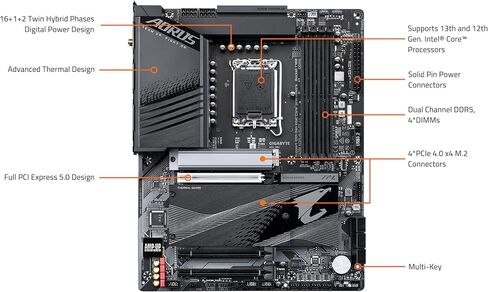 Gigabyte Z690 Aorus Elite AX (LGA 1700/ Intel Z690/ ATX/ DDR5/ Quad M.2/ PCIE 5.0/ USB 3.2 Gen2x2 Type-C/ WiFi 6/ 2.5GBE LAN/ Gaming Motherboard) (متجدد) in Kuwait