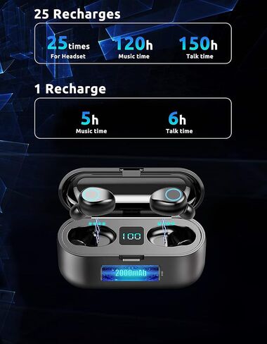 Bluetooth اللاسلكي 5.3 سماعات أذن لجميع Samsung Galaxy S25 S24 S23 S22 S21 S20 و Fe Plus Editions 5G Galaxy Z Flip6،5،4،3،2 editions / IPX7 مقاومة للماء 2000MAH 150Hour Powerbank Case in Kuwait